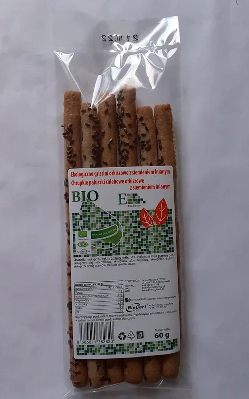 Grissini Dinkelbrotfinger mit Leinsamen BIO 60 g – ENVOY
