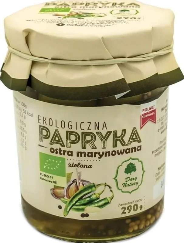 Grüne würzig marinierte Paprika BIO 290 g – GESCHENKE DER NATUR