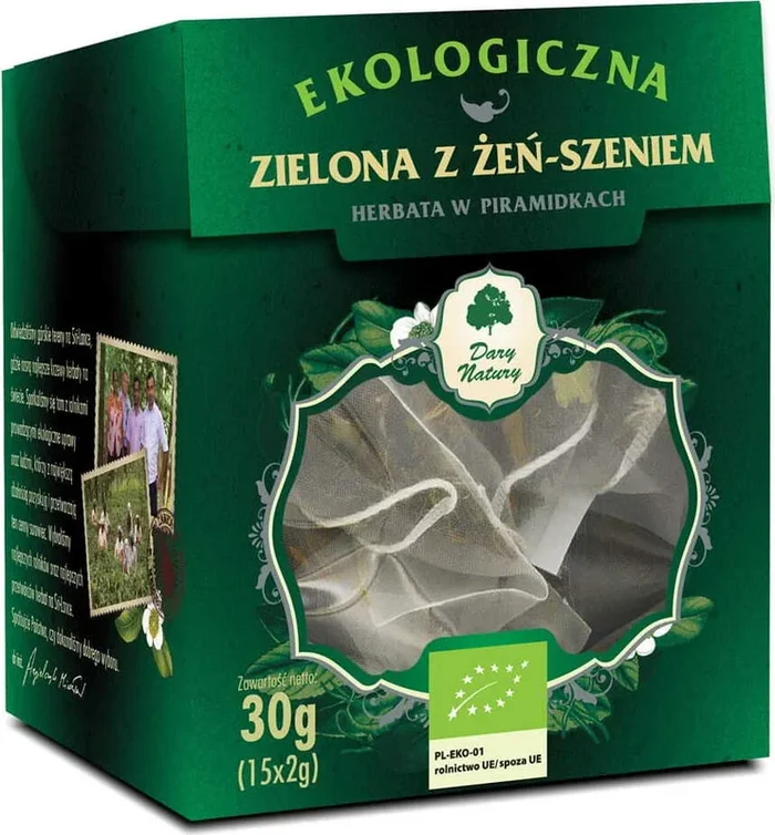 Grüner Tee mit Ginseng BIO-Pyramide (15 x 2 g) – GESCHENKE DER NATUR