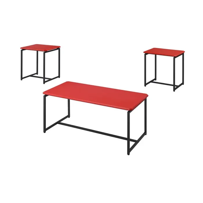GT 3 Piece Red Carbon Fiber Wrap Coffee Table and End Table Set