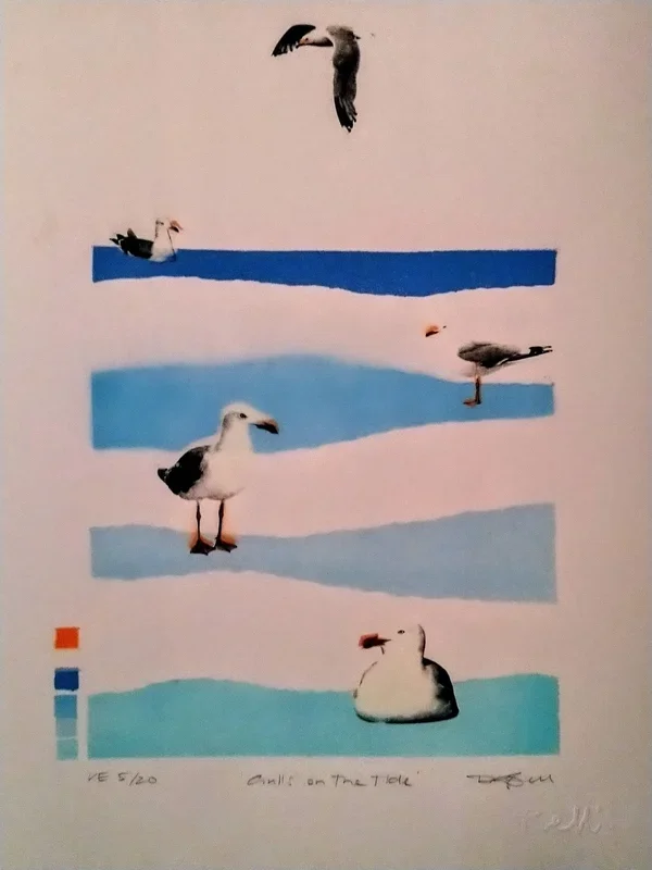 Gulls on the Tide – Spraypaint Stencil and Over-print