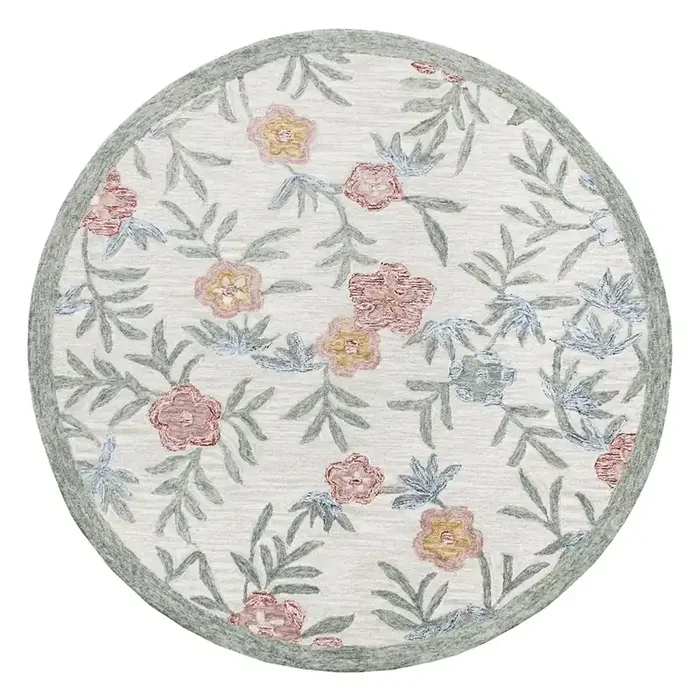 Hand Hooked Vintage Floral Garden Round Rug
