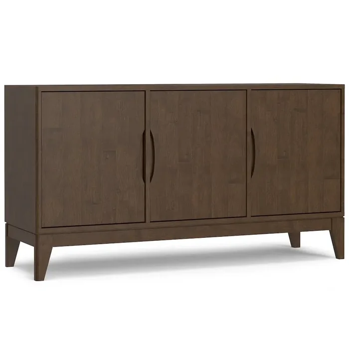 Harper Solid Hardwood 3 Door Sideboard Buffet / Storage Cabinet In Walnut Brown