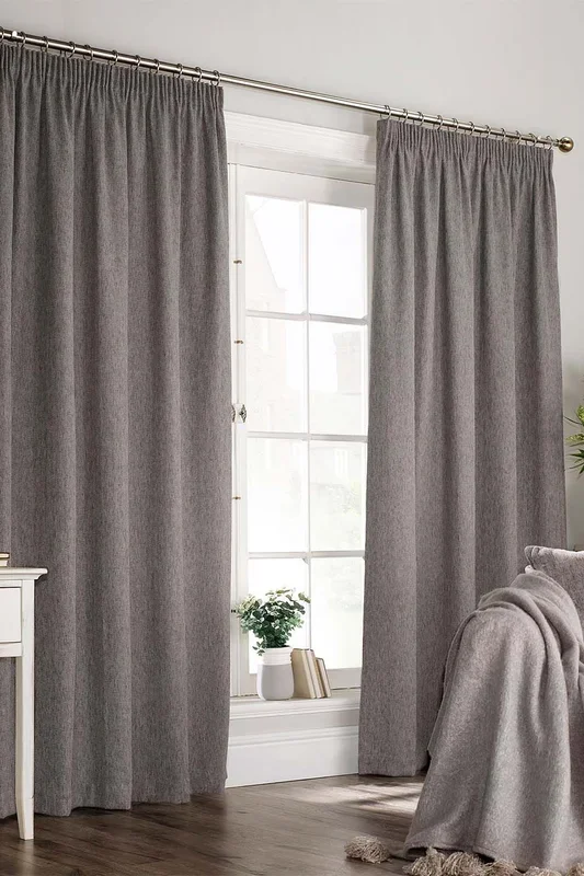 Harrison Herringbone Weave Pencil Pleat Curtains