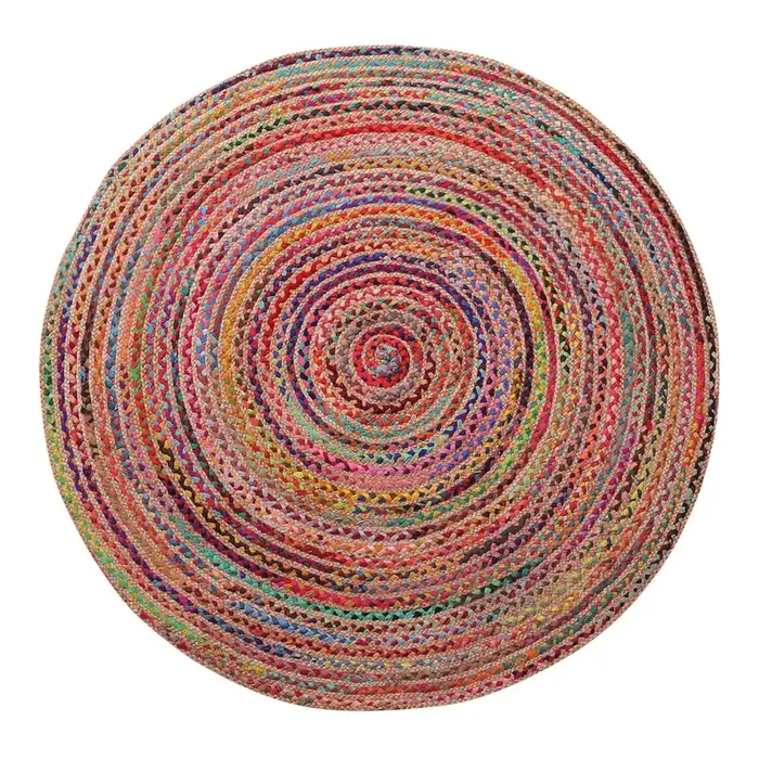 Havana Cotton Blend Area Rug Indoor in Tan/Multicolored, 3‘ Round