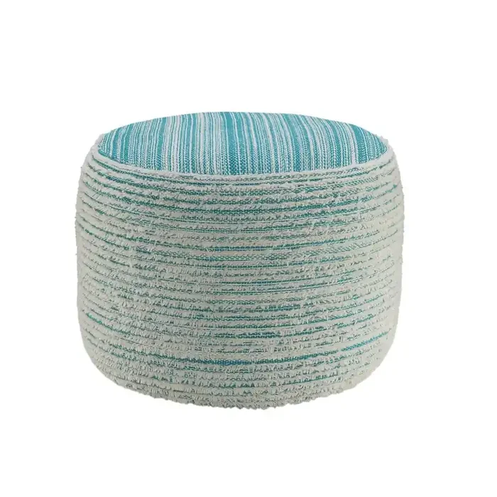 Havana Performance Indoor Pouf in Blue/White, 18″ x 18″ x 14″