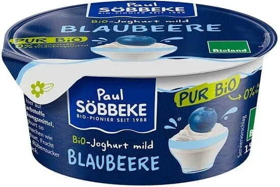 Heidelbeer-Sahnejoghurt (38% Milchfett) BIO 150 g – SOBBEKE