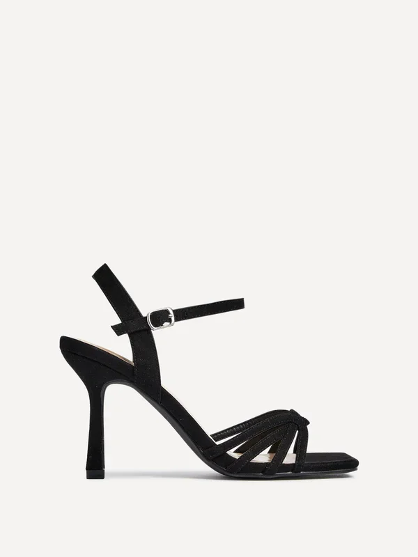 Helena Wide Fit Black Suede Heeled Sandals