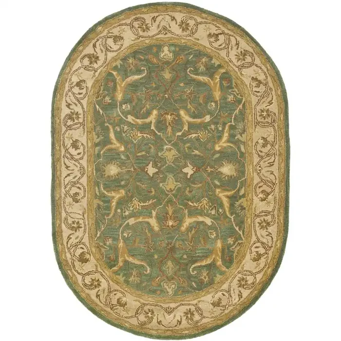HERITAGE, BLUE / BEIGE, 4‘-6″ X 6‘-6″ Oval, Area Rug
