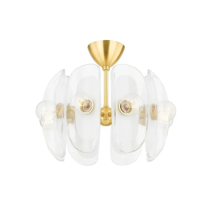 Hilo Semi Flush In Aged Brass Color