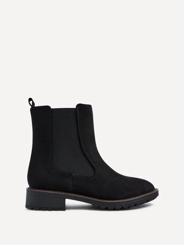 Holland Wide Fit Black Faux Suede Classic Chelsea Boot