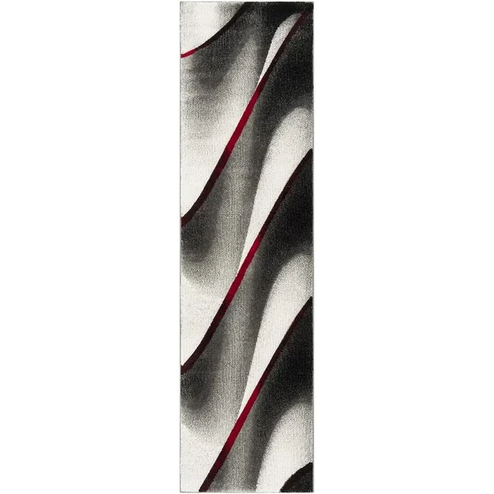 HOLLYWOOD, GREY / RED, 2‘-3″ X 6‘, Area Rug