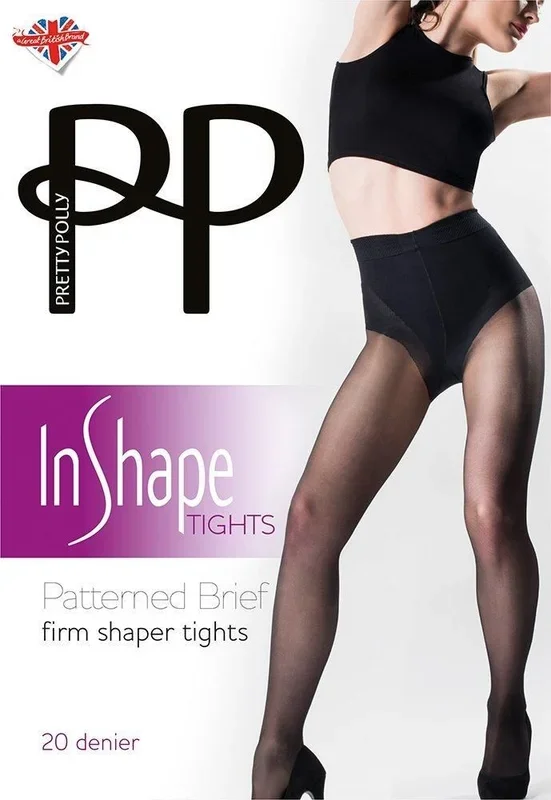 In Shape 20 Denier Patterned Brief Firm Shaper Tights – Black