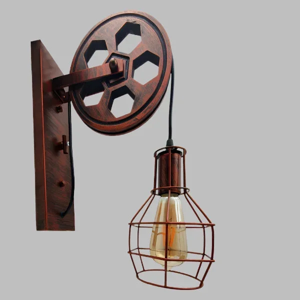 Industrial E27 Wheel Hanging Wall Lamp Fixture~3550