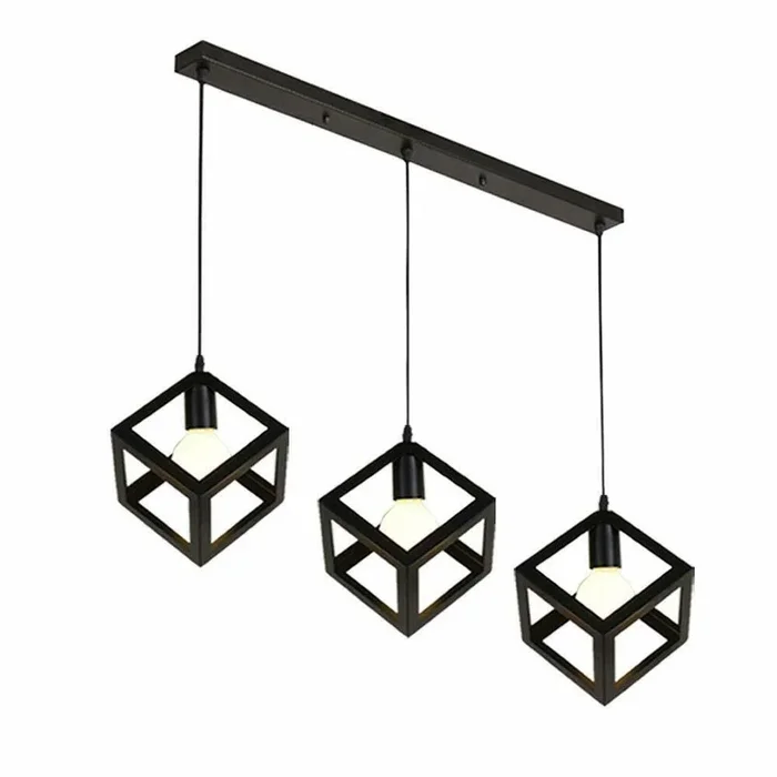 Industrial Retro 3 Head Square Shade Ceiling pendant Light~1296