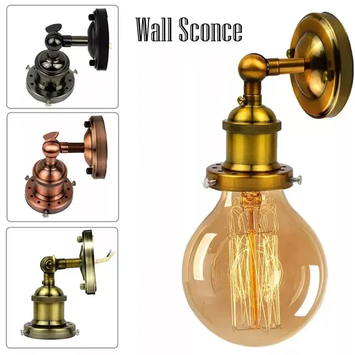 Industrial Sconce E27 Edison Wall Loft Retro Lamp Light Holder Set ~3708