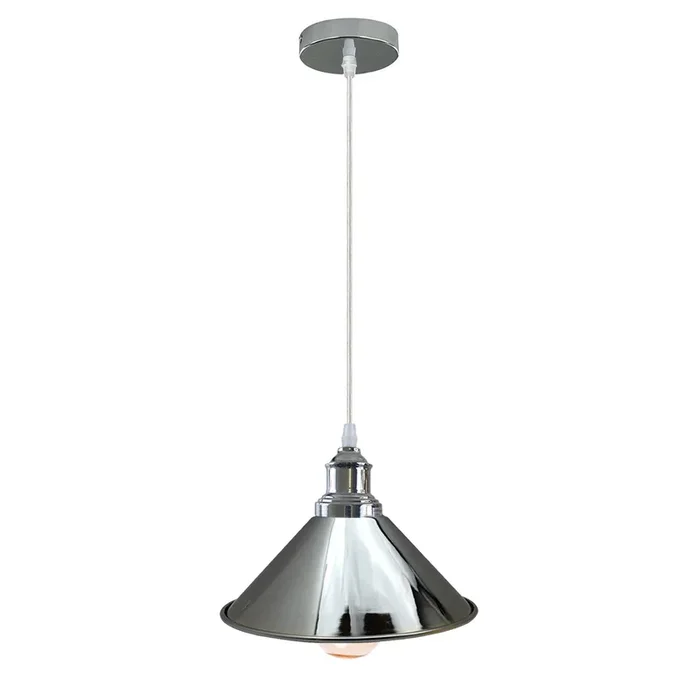 Industrial Vintage Metal Cone Shape Chrome ceiling Pendant Light~2703