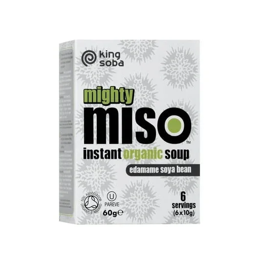 Instantsuppe mit weißem Miso und glutenfreien Edamame-Sojabohnen (6 x 10 g) 60 g – KING SOBA
