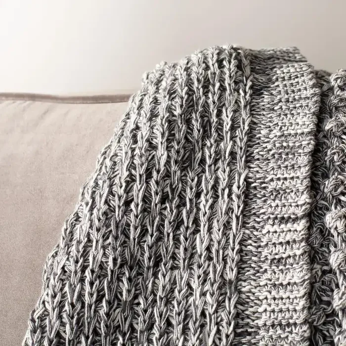 Janan Knit Throw, Dark Grey/Natural