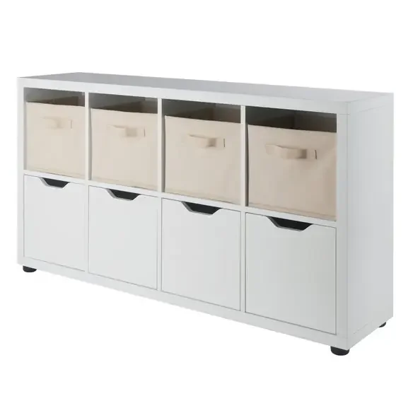 Julia 2×4 Storage 5-Pc Cabinet Set, Beige & White