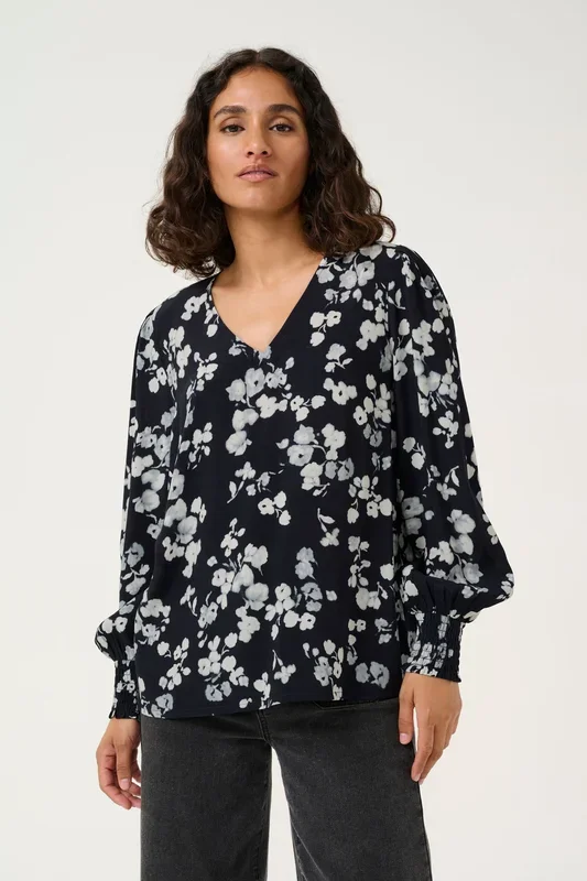 KAalice V-neck Long Sleeve Blouse Leopard Print