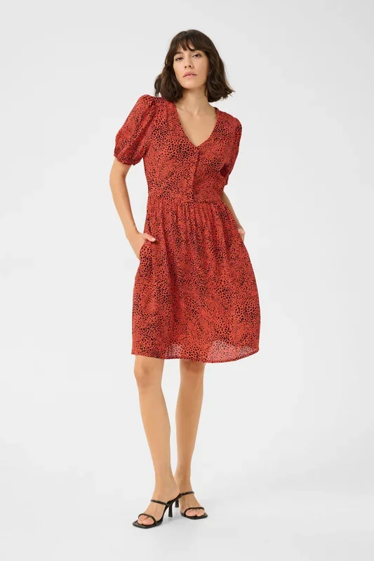 KAliana Short V-Neck Dress Animal Print