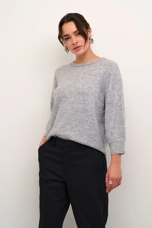 Kameridith 3/4 Sleeves Beaded Pullover Plain