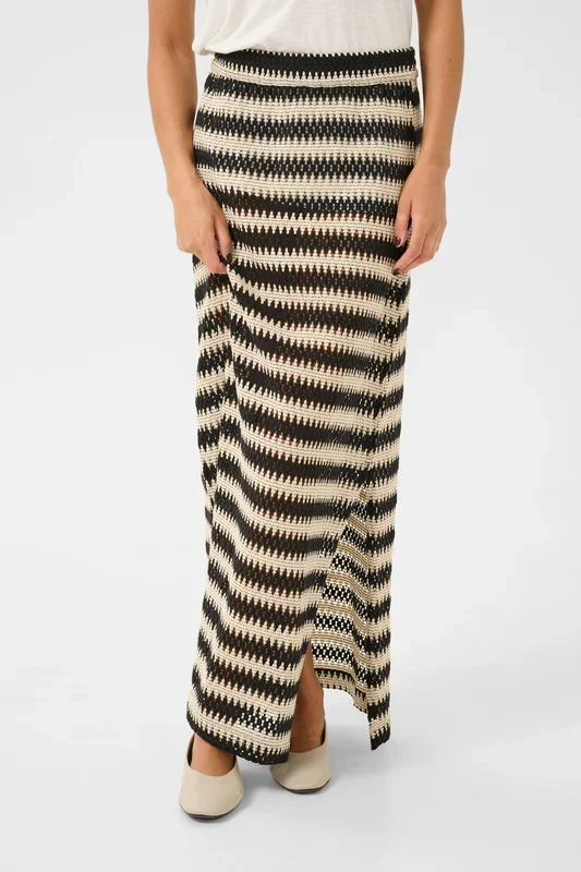 KAmolin Lace Striped Maxi Skirt Striped