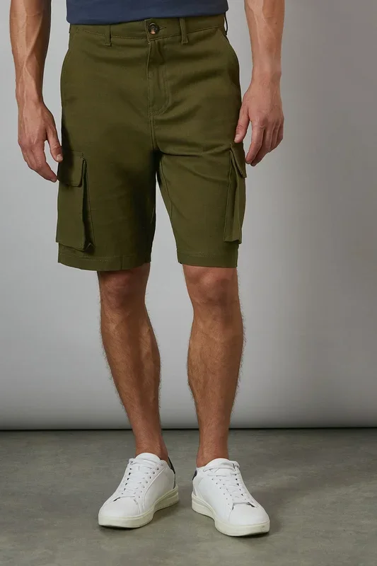 Khaki Cotton Cargo Shorts
