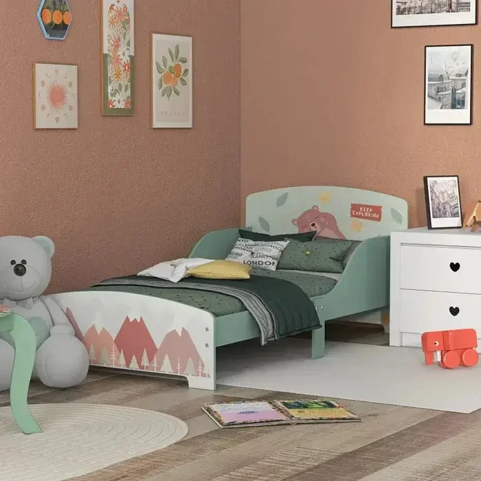 Kids Bed with Animal Design – 143x77cm | Playful Theme with Safety Features ZONEKIZ