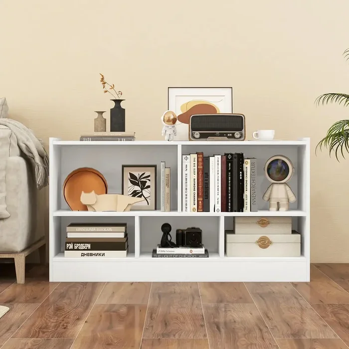 Kids Bookcase and Toy Storage – Natural/ White Finish | Low Height for Easy Access COSTWAY