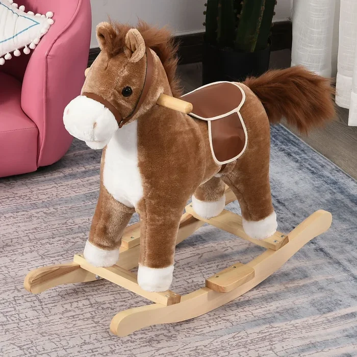 Kids Classic Plush Rocking Horse w/ Moving Mouth Tail Sounds 18-36 Months