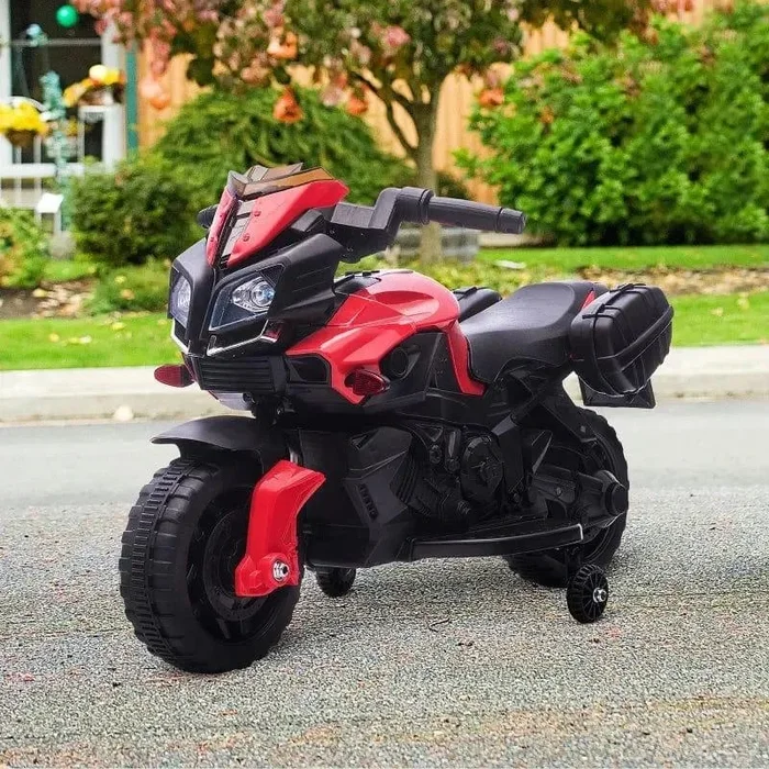 Kids Electric Ride on Motorbike with Lights and Sounds in Red 6V