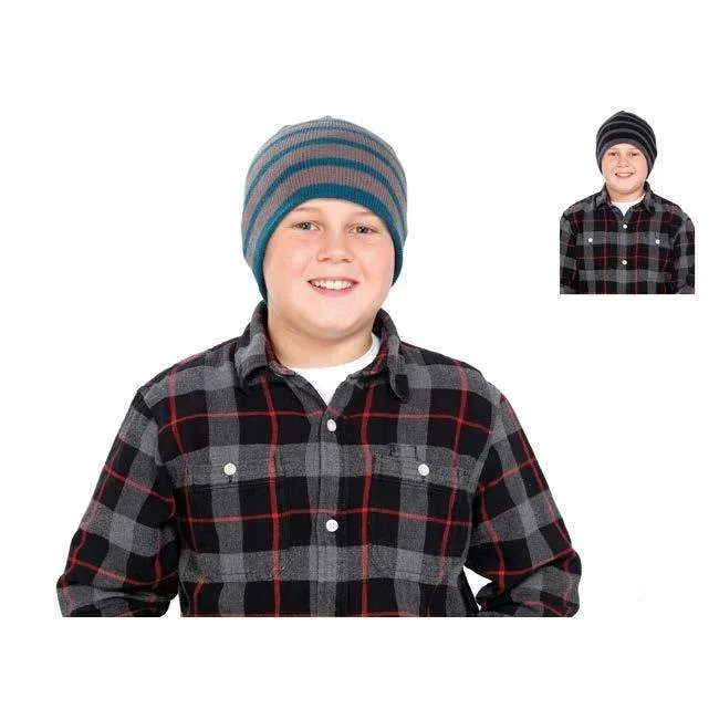 Kids Striped Beanie Hat – Pack of 12