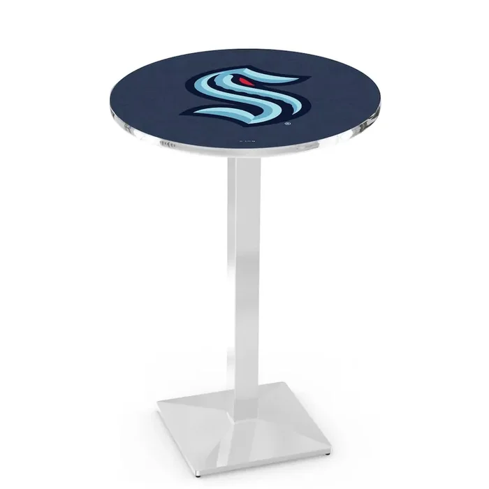 L217 Seattle Kraken 42‘ Tall – 36‘ Top Pub Table w/ Chrome Finish (1037)