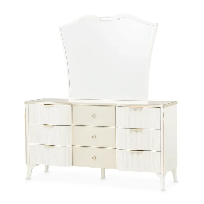 La Marisia Dresser with Mirror – Creamy Pearl