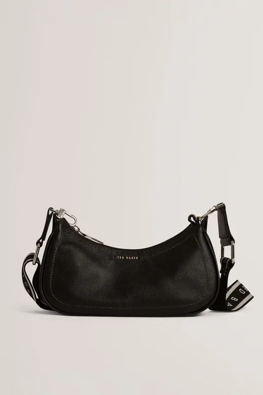 LAARNA Webbing Small Leather Shoulder Bag Black
