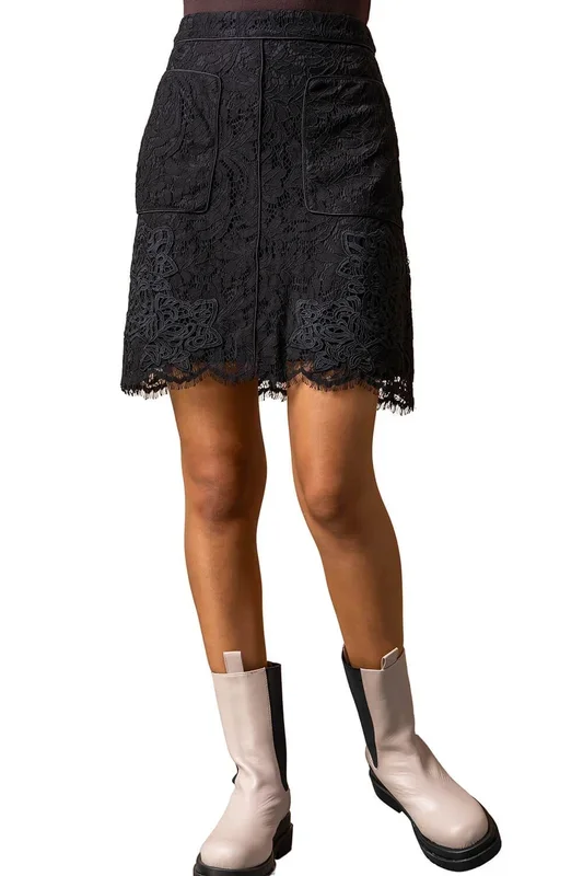 Lace Overlay Pocket Detail Skirt