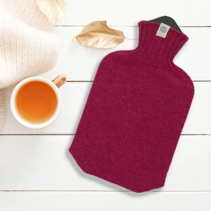 Lambswool Knit Sustainable Hot Water Bottle Mini Raspberry