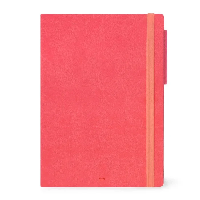 Large Daily Diary 2021 Neon Coral