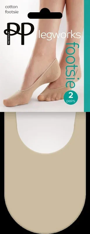 Legworks 30 Denier Cotton Footsie 2 Pair Pack – Nude