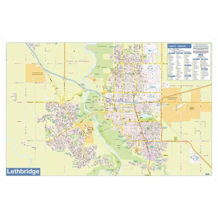 Lethbridge Wall Map – Street Detail Map