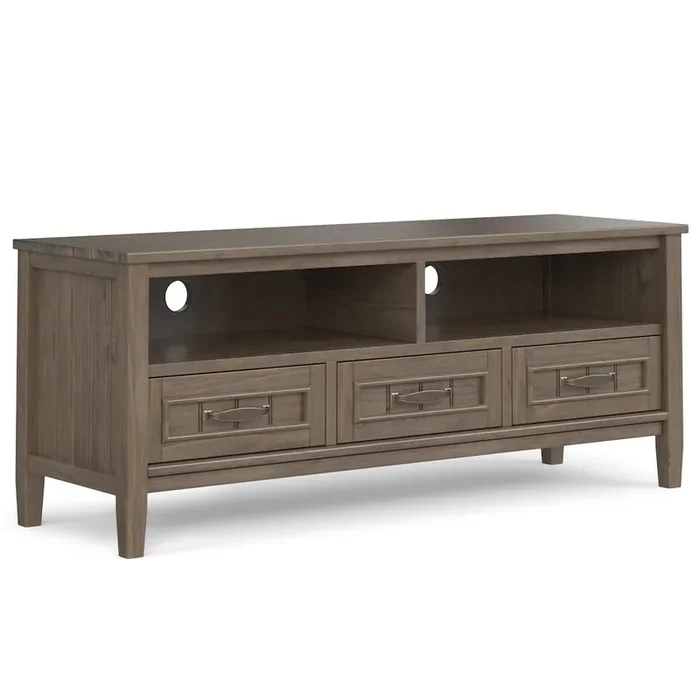 Lev Solid Wood Low Tv Stand In Smoky Brown For Tvs Up To 55 Inches