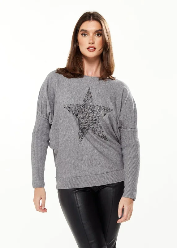 Light Grey Jumper With Sparkly Zebra Star