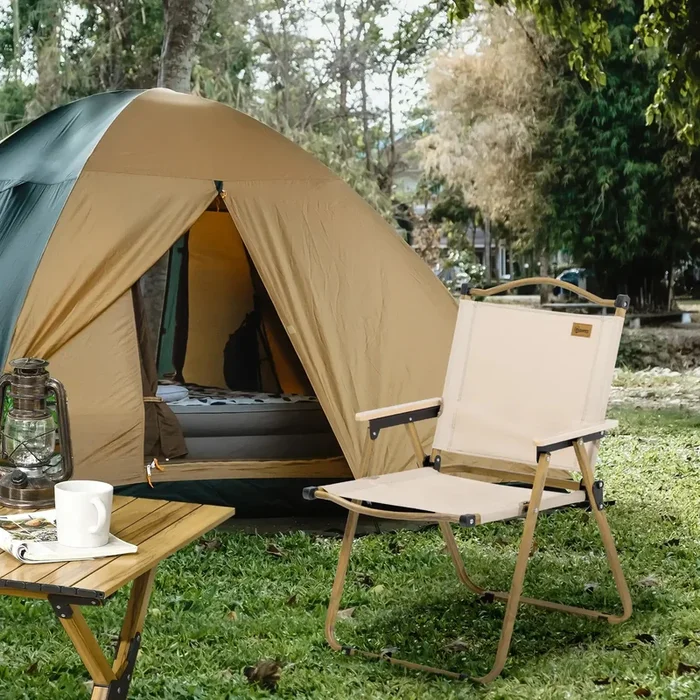 Lightweight Camping Chair | Khaki Compact Design with Steel Frame