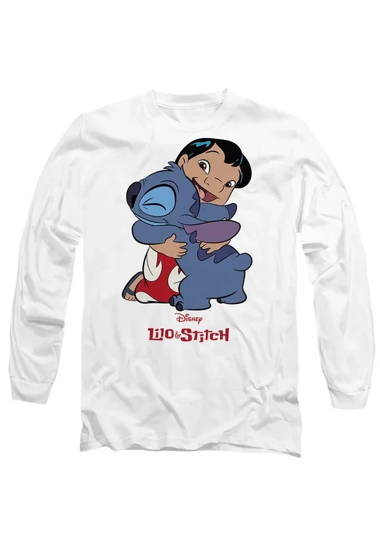 Lilo Stitch 90s Hug Long Sleeve T-Shirt, White