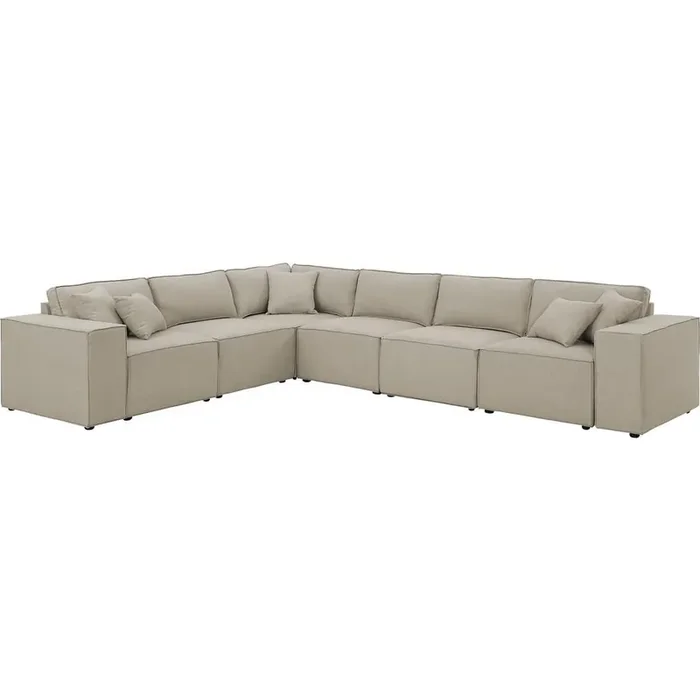 LILOLA Janelle Modular Sectional Sofa in Beige Linen