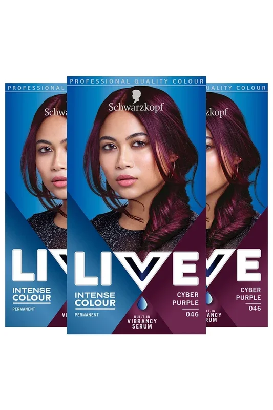 Live Intense Permanent ‘Hair Dye’ with Serum Cyber Purple 3x