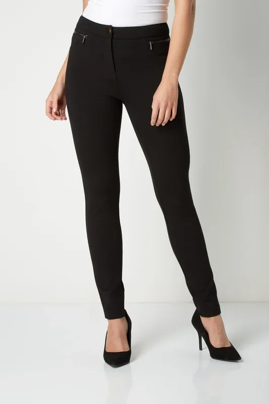 Long Leg Zip Detail Stretch Trouser