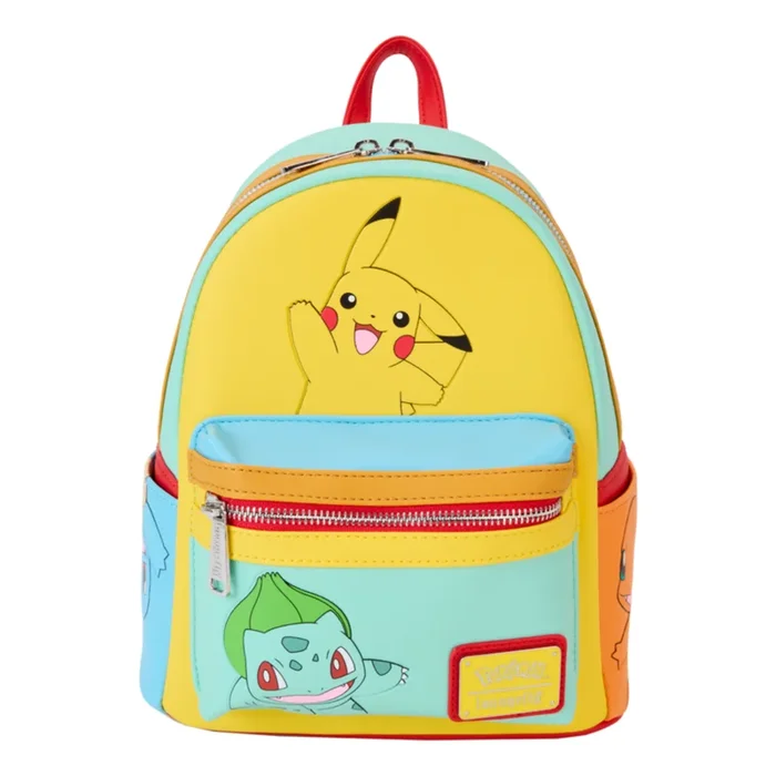 Loungefly – Pikachu, Bulbasaur, Squirtle, Charmander, and Eevee Colour Block Mini Backpack – Pokémon